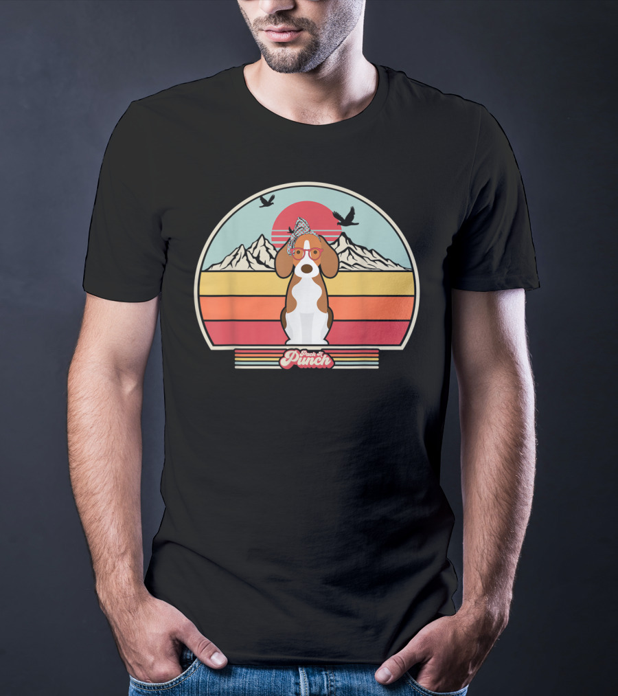 Paws And Punch Beagle Sunset Mountain T-Shirt