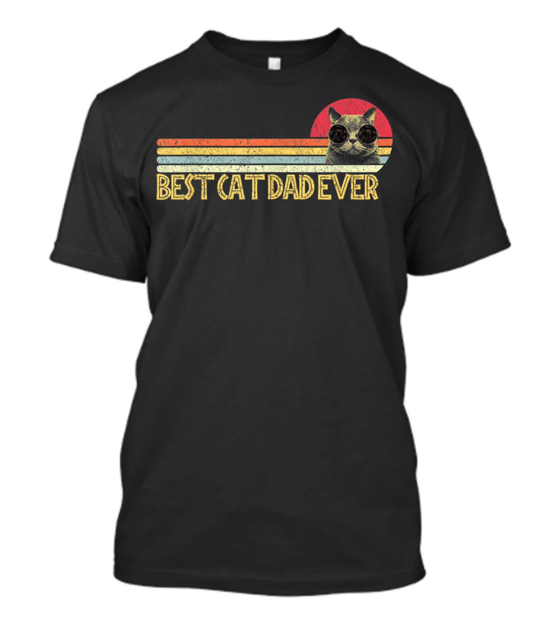 Best Cat Dad Ever Retro Sunglasses Cat Lovers T-Shirt