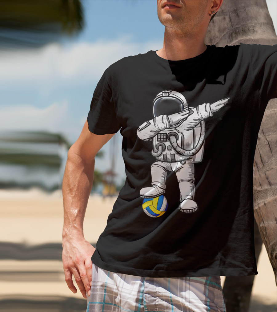 Cute Astronaut Dabbing With Volleyball Astronomy Lovers Galaxy T-Shirt