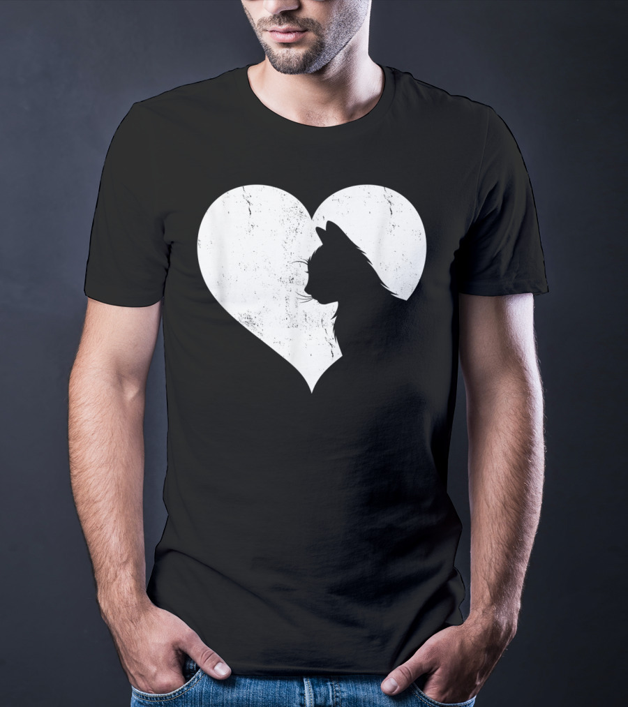 Cute Cat Heart Silhouette For Cat Lovers T-Shirt