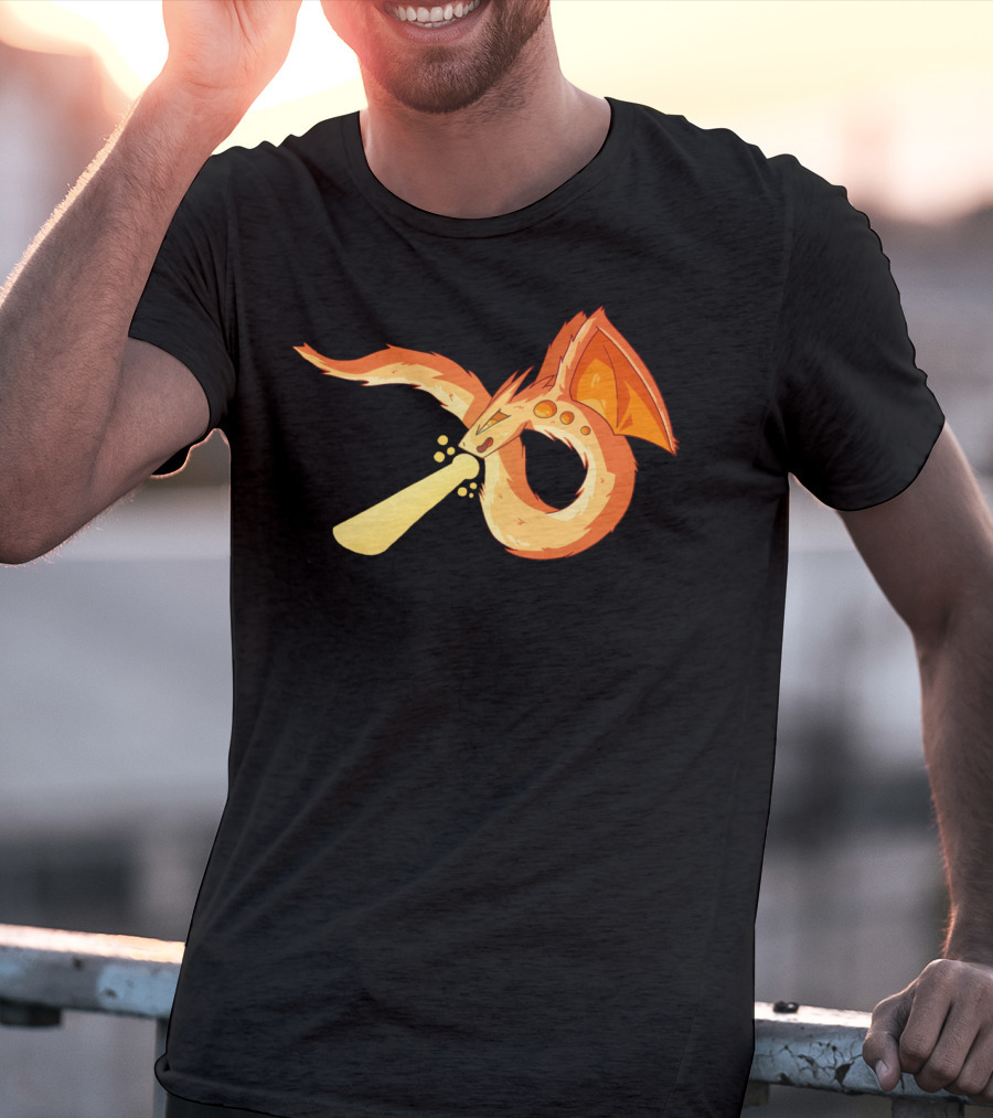 Dragon Flame Fiery Serpent Breathing Light Beam T-Shirt