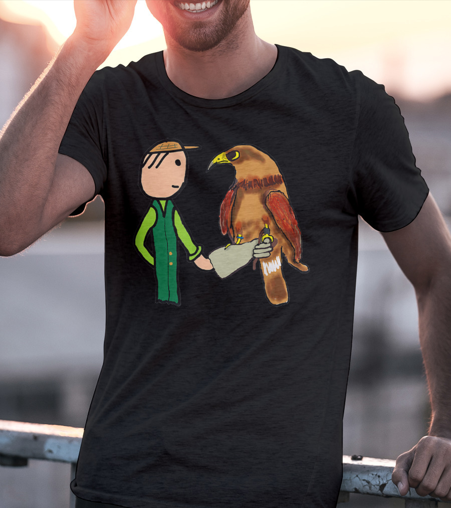 Falconry Handler With Illustrated Bird Of Prey T-Shirt
