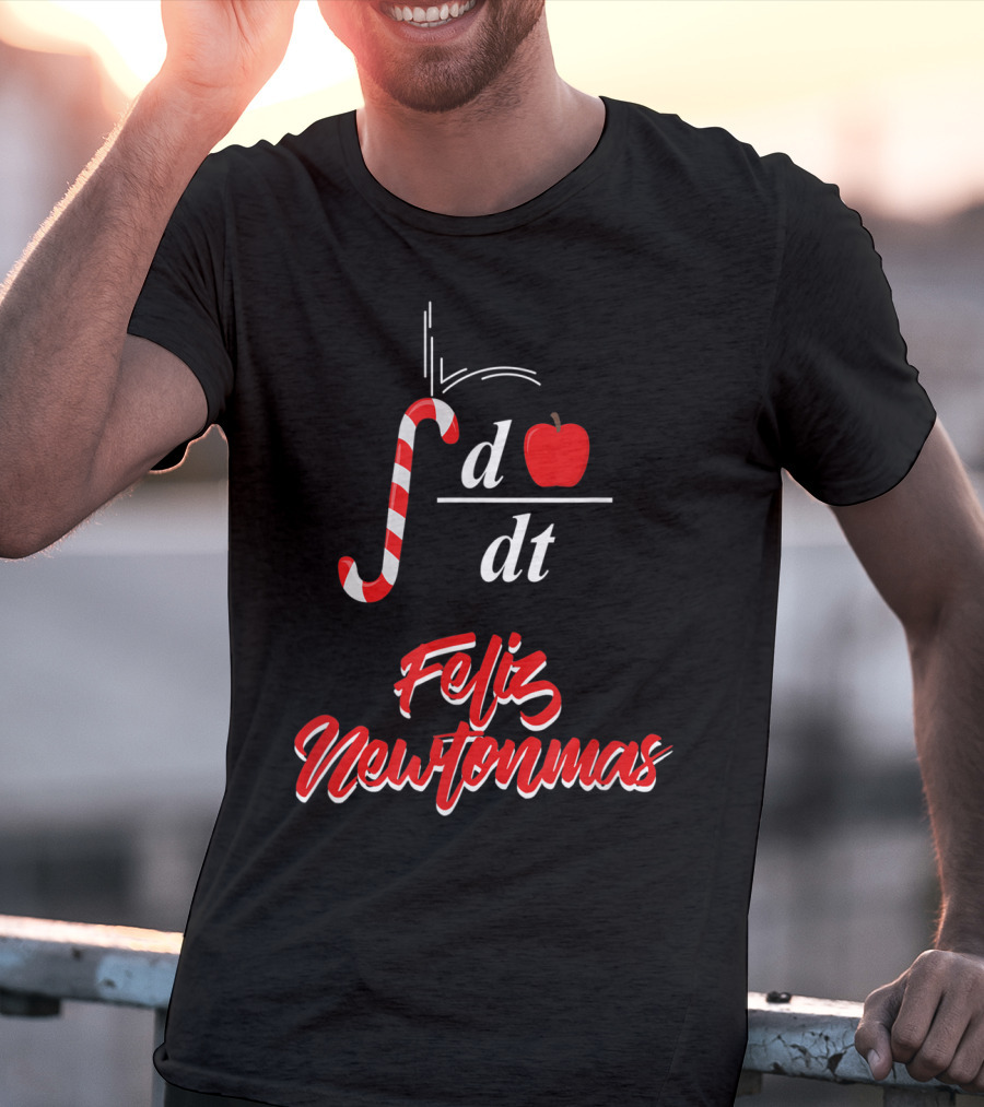 Feliz Newtonmas Integral Ddt Apple Candy Cane T-Shirt