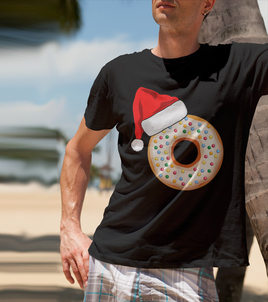 Funny Donut Santa Hat With Sprinkles T-Shirt