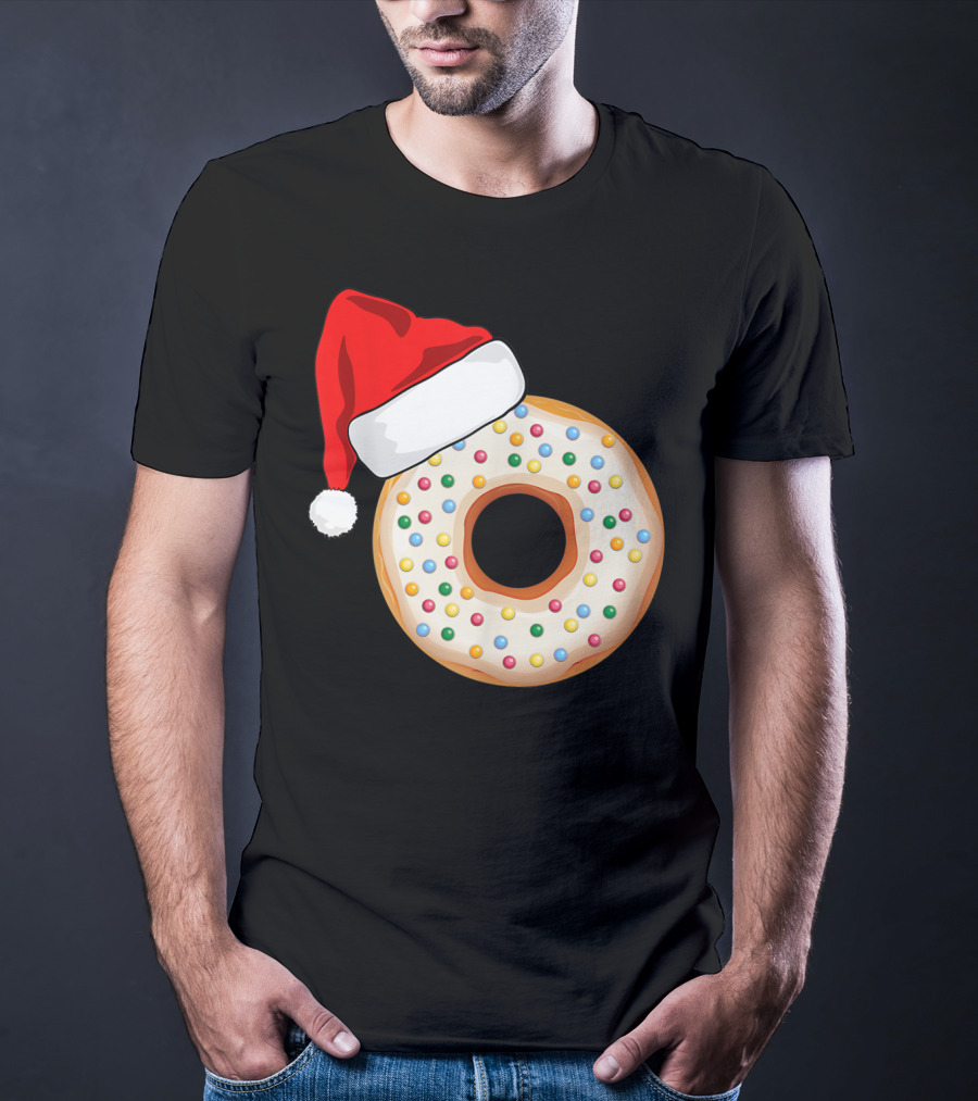 Funny Donut Santa Hat With Sprinkles T-Shirt