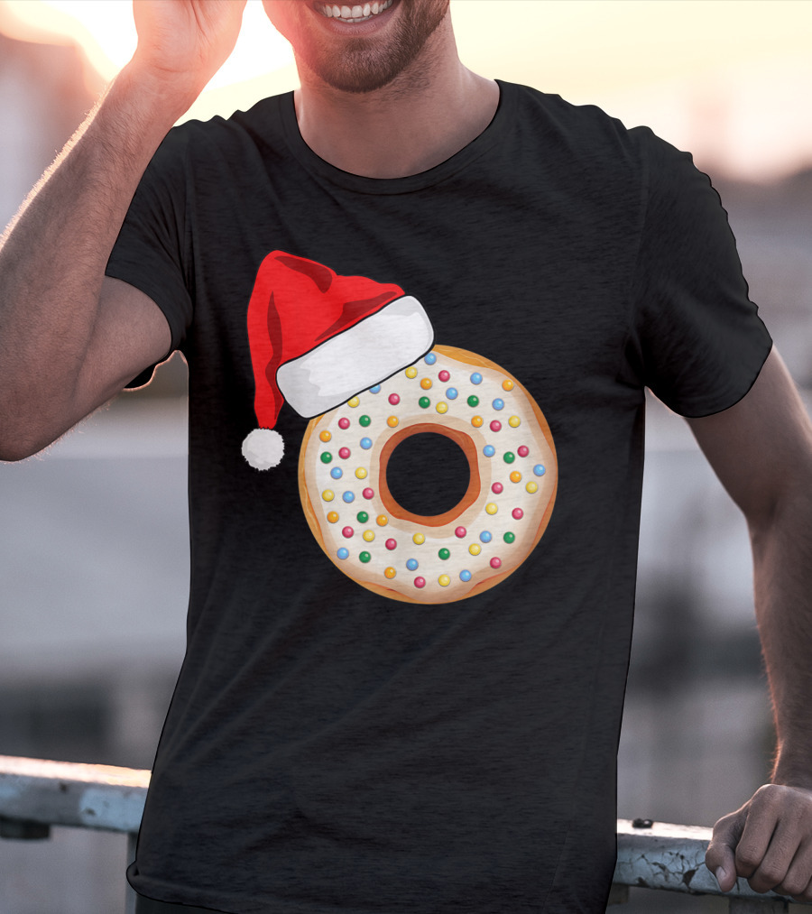 Funny Donut Santa Hat With Sprinkles T-Shirt