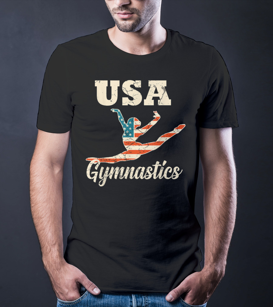 USA Gymnastics American Flag Gymnast T-Shirt