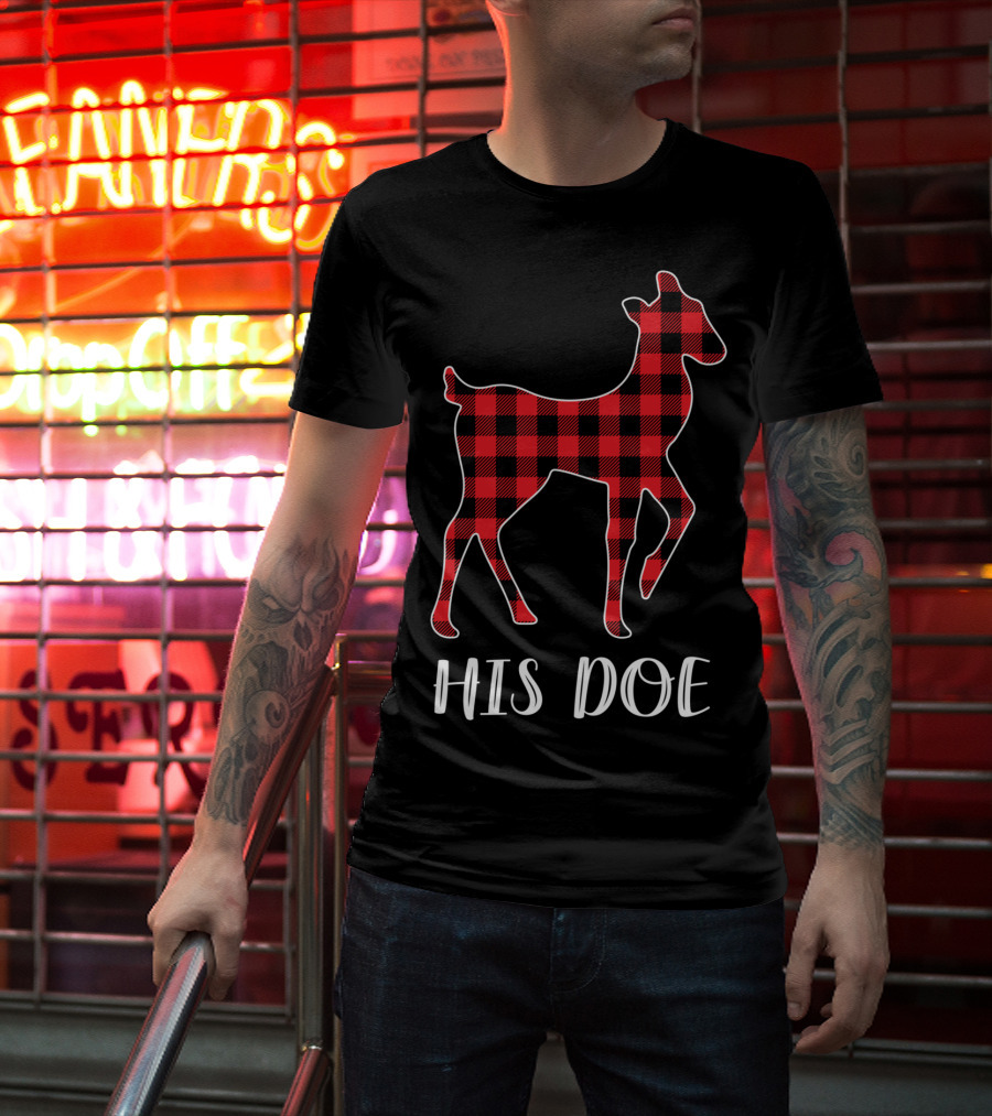 His Doe Red Buffalo Plaid Deer T-Shirt