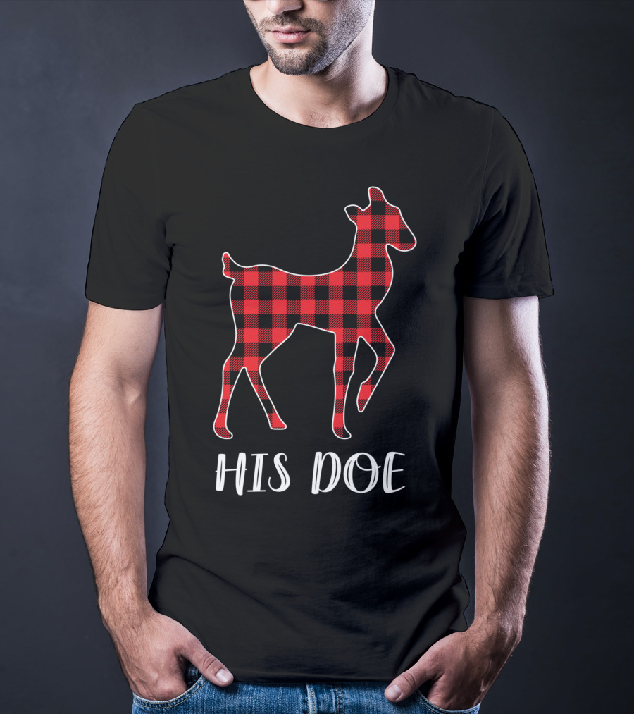 His Doe Red Buffalo Plaid Deer T-Shirt