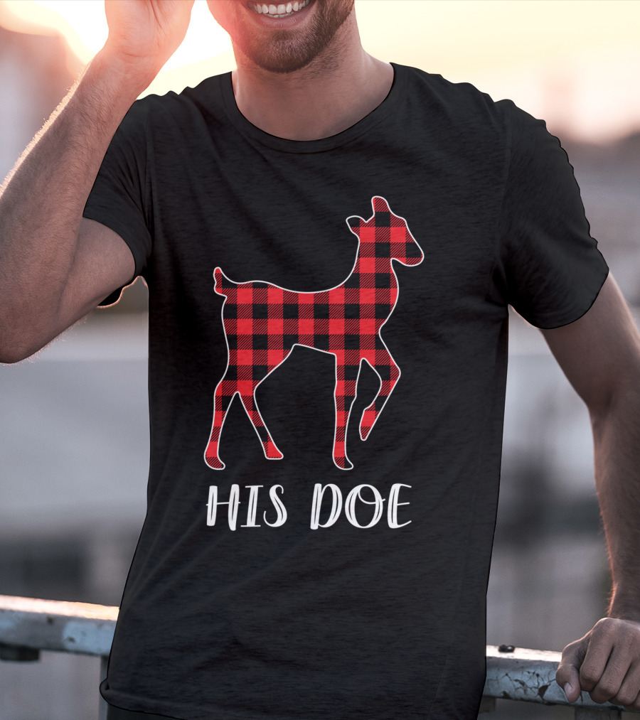 His Doe Red Buffalo Plaid Deer T-Shirt