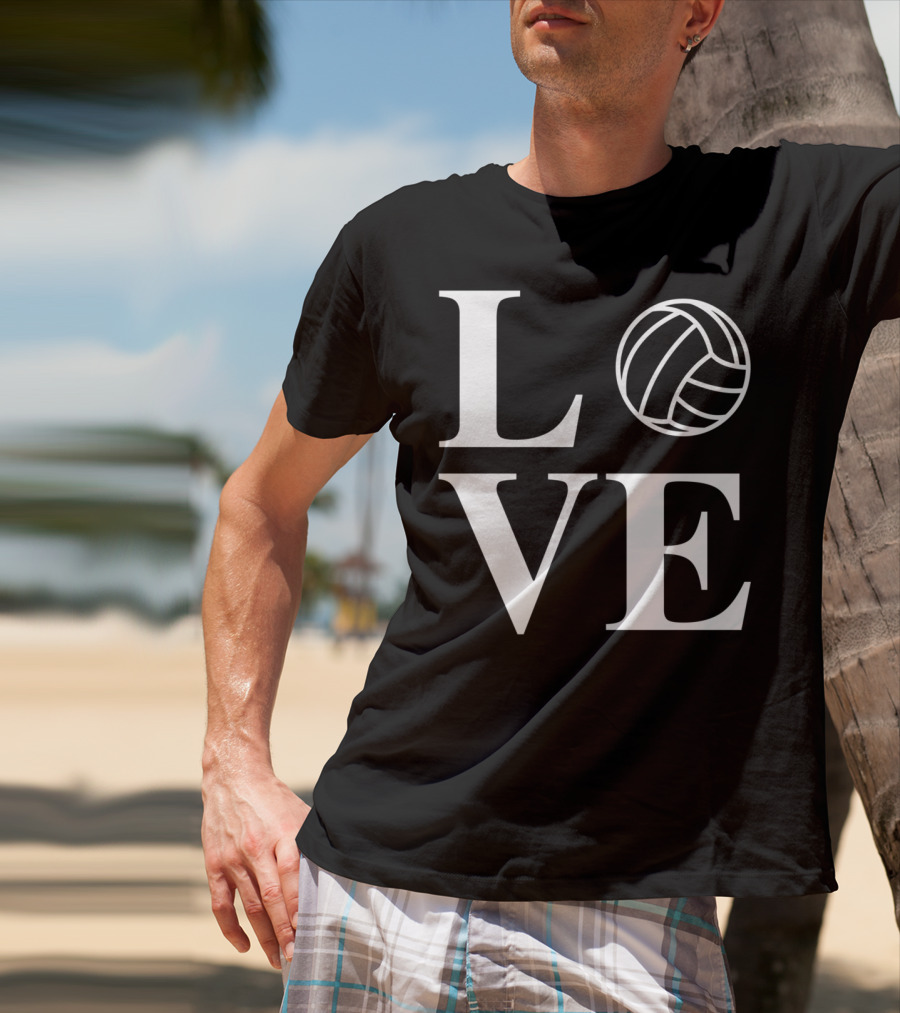Love Volleyball Ball Symbol Typography T-Shirt