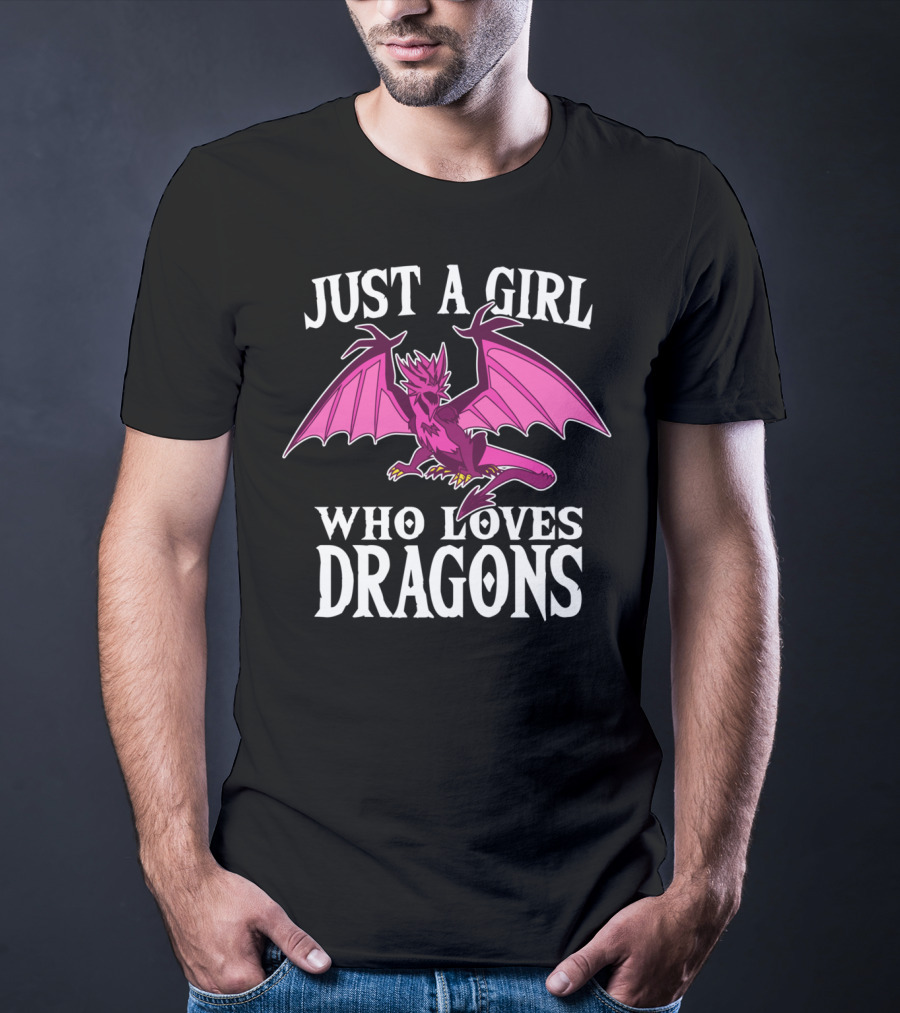 Just A Girl Who Loves Dragons Pink Creature T-Shirt