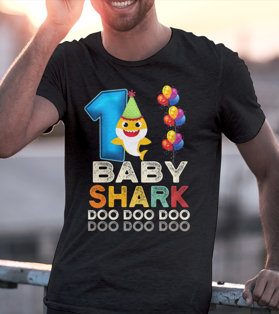 1 Baby Shark Doo Doo Doo Kids 1st Birthday Son Daughter T-Shirt