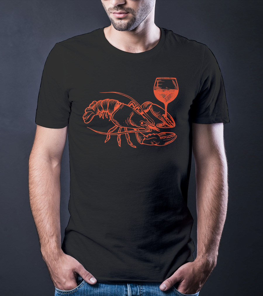 Lobster Wine Drinking Funny Summer Vacation T-Shirt