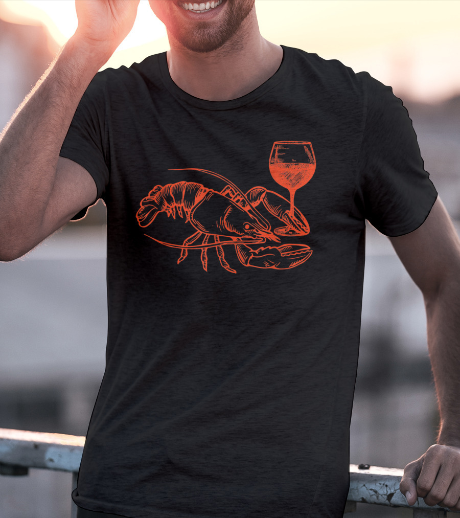 Lobster Wine Drinking Funny Summer Vacation T-Shirt