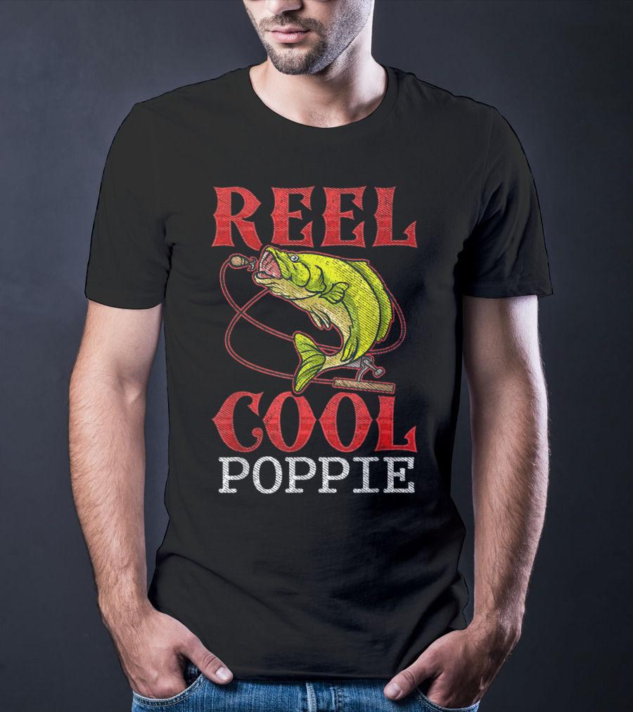 Reel Cool Poppie Fishing Lover Bass Jumping Rod T-Shirt