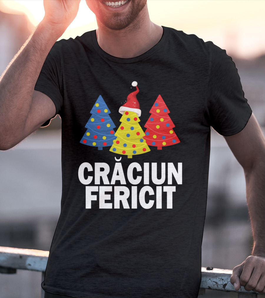 Crăciun Fericit Merry Christmas Romanian Trees Romania Lovers T-Shirt