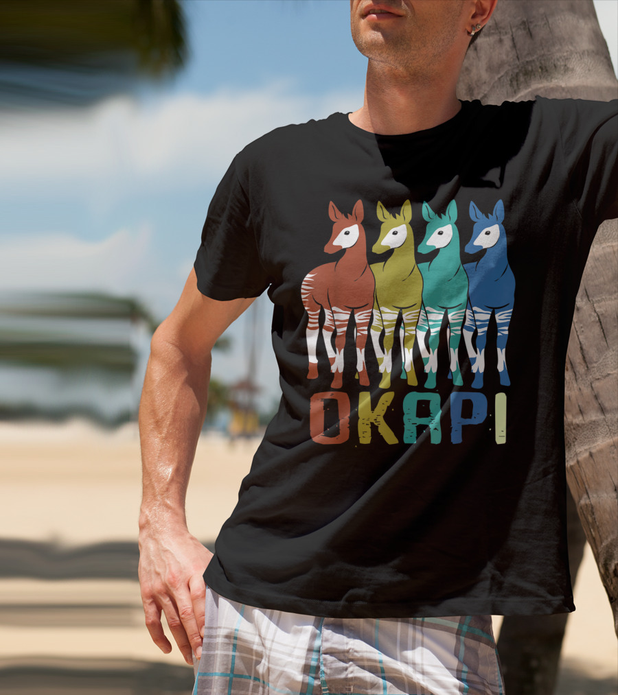 Okapi Family Colorful Okapi Flock T-Shirt