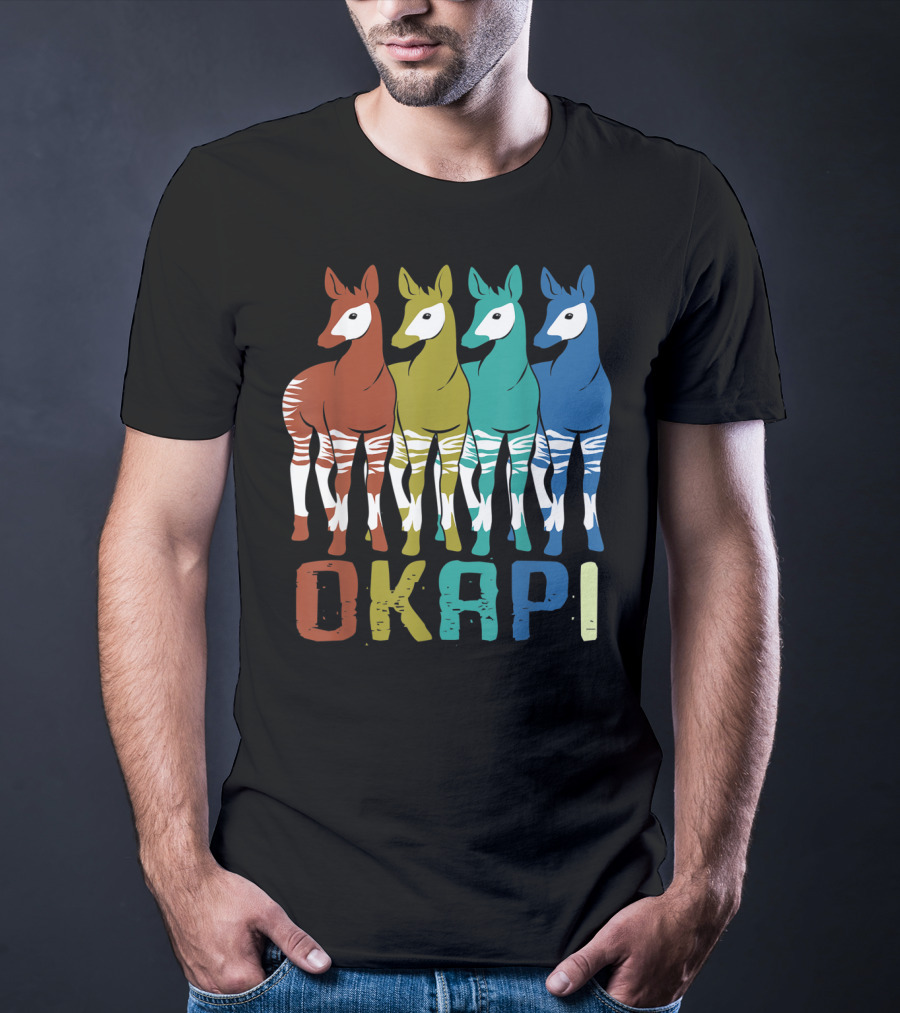 Okapi Family Colorful Okapi Flock T-Shirt