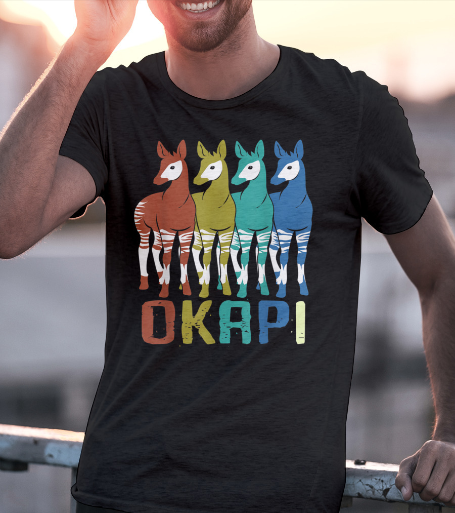Okapi Family Colorful Okapi Flock T-Shirt