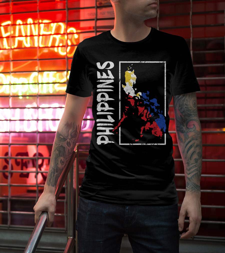 Philippines Flag Map And Filipino Pride T-Shirt