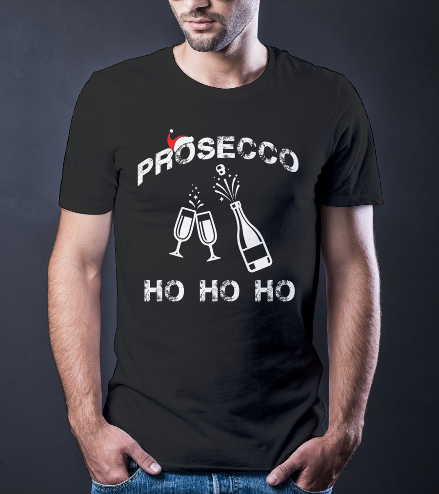 Prosecco Ho Ho Ho Santa Hat Christmas Party T-Shirt