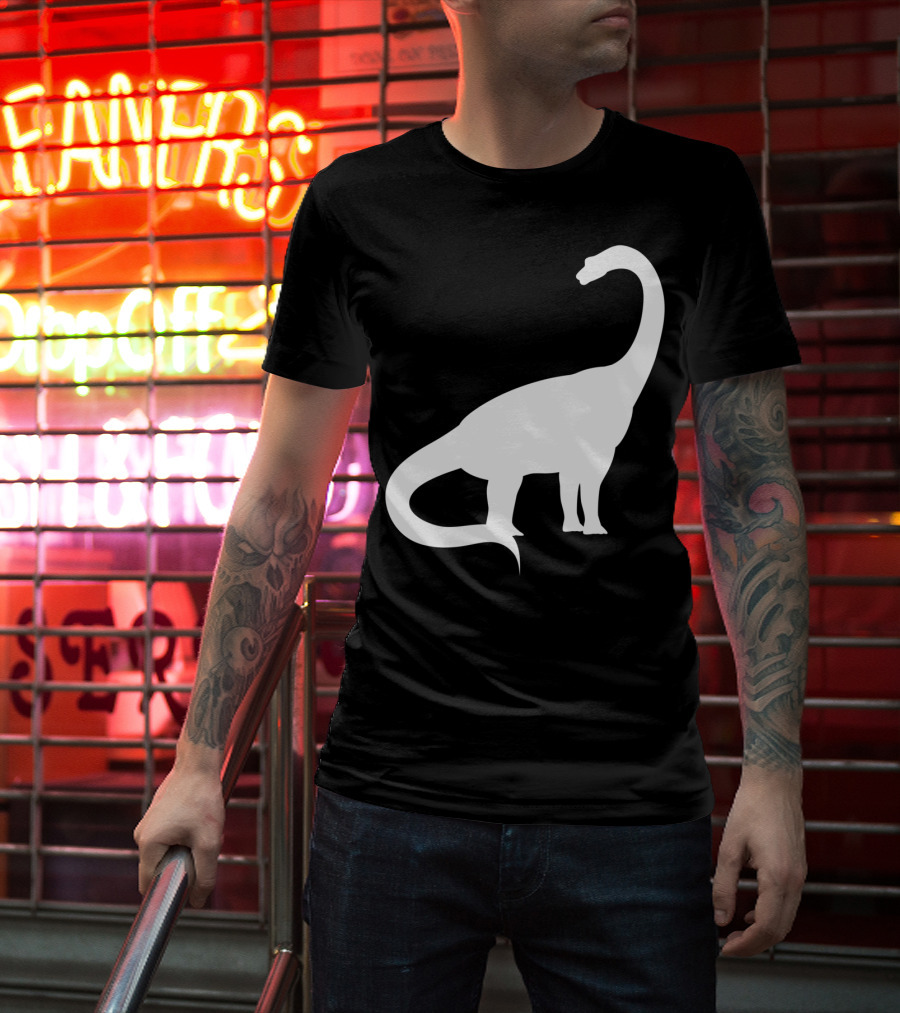 Retro Brachiosaurus Dinosaur Silhouette Classic Minimalist T-Shirt
