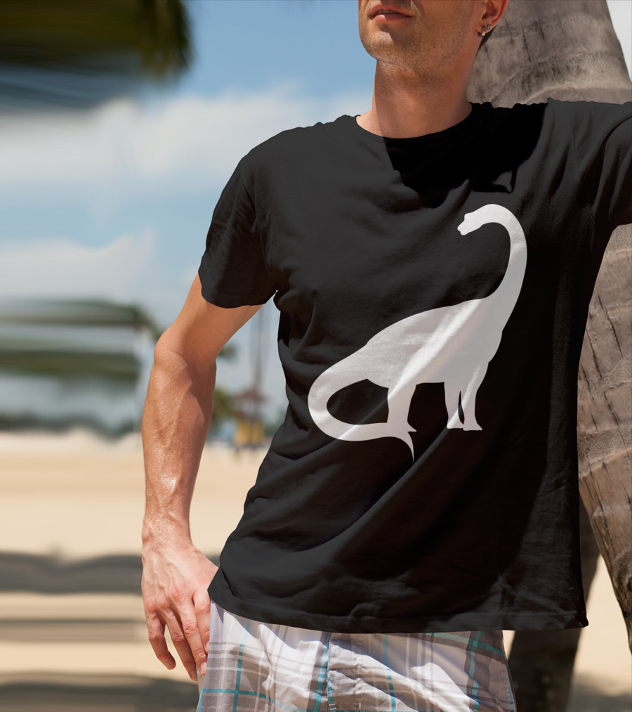 Retro Brachiosaurus Dinosaur Silhouette Classic Minimalist T-Shirt
