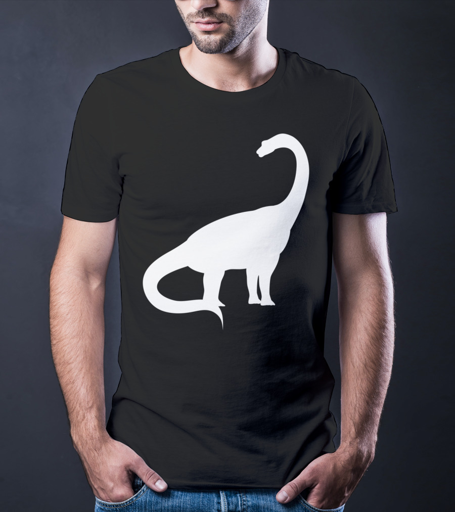 Retro Brachiosaurus Dinosaur Silhouette Classic Minimalist T-Shirt