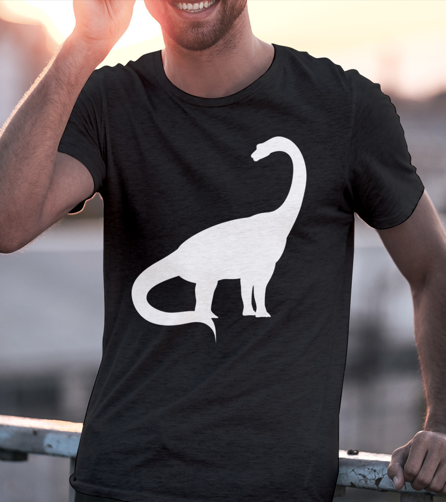 Retro Brachiosaurus Dinosaur Silhouette Classic Minimalist T-Shirt