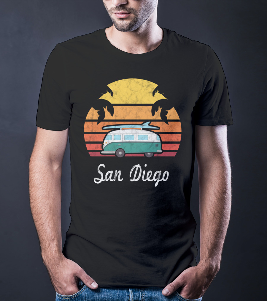 San Diego California Vintage Van Palm Sunset Souvenir T-Shirt