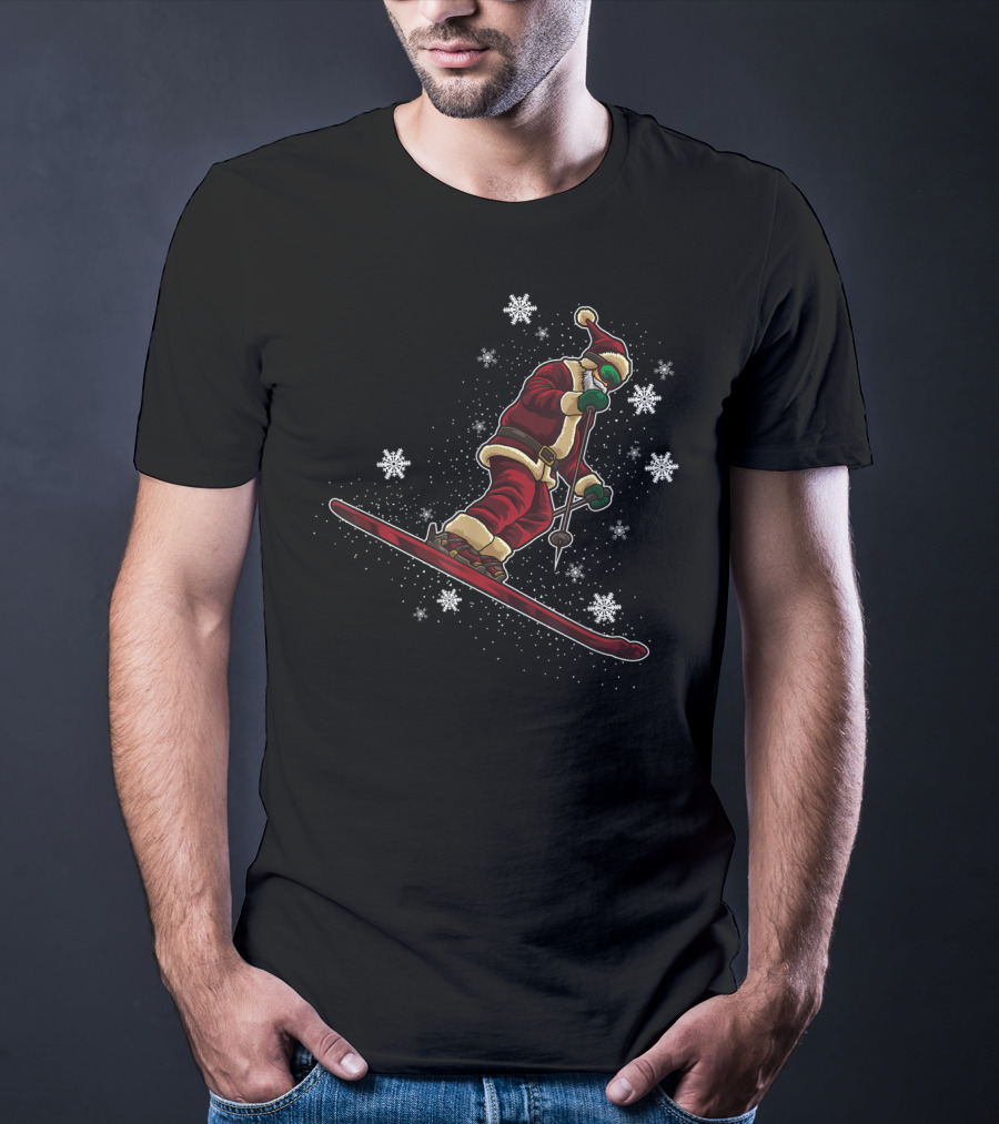 Santa Claus Skiing Funny Winter Sports Holiday T-Shirt