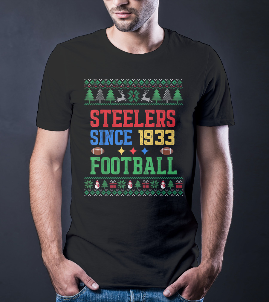 Steelers Ugly Christmas Football Since 1933 T-Shirt