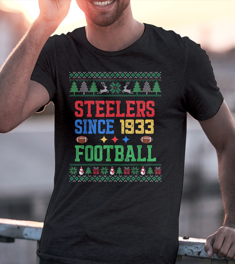 Steelers Ugly Christmas Football Since 1933 T-Shirt
