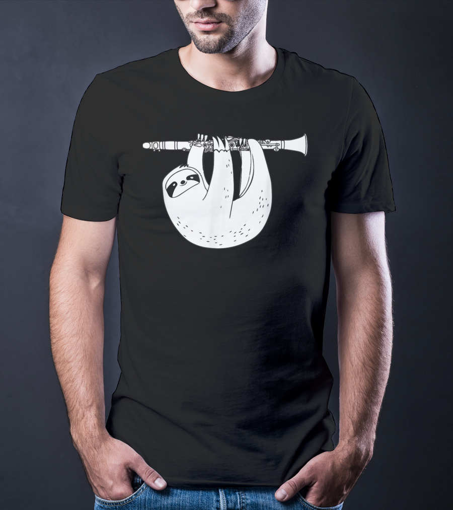 Sloth Hanging On Clarinet T-Shirt