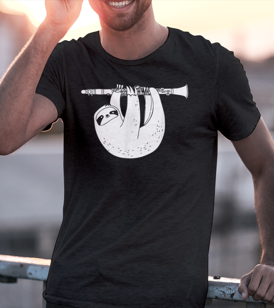 Sloth Hanging On Clarinet T-Shirt