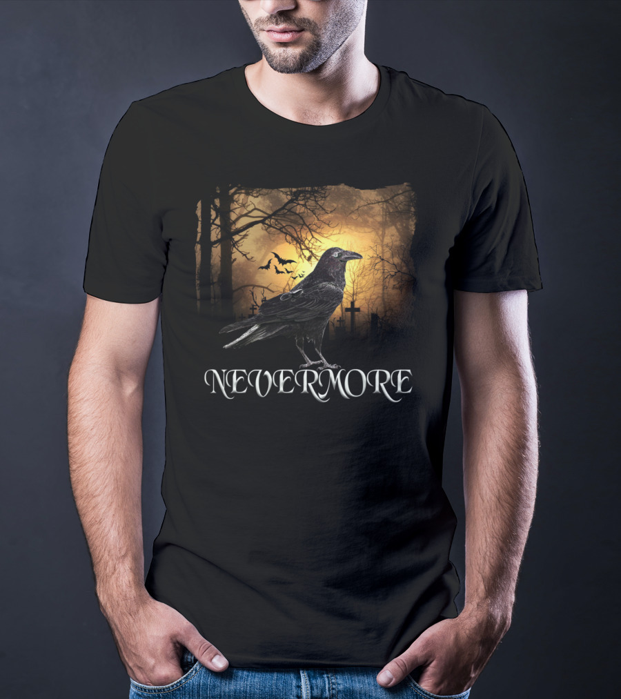 Nevermore Raven Spooky Creepy Edgar Allan Poe T-Shirt