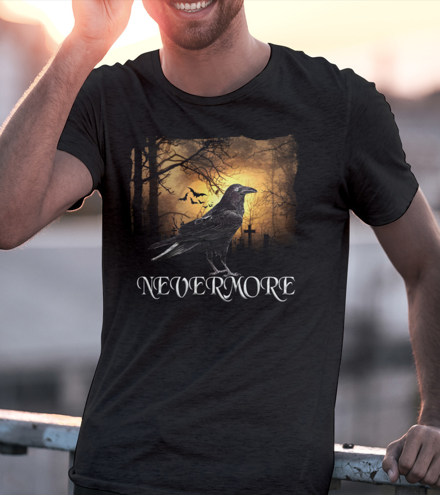 Nevermore Raven Spooky Creepy Edgar Allan Poe T-Shirt