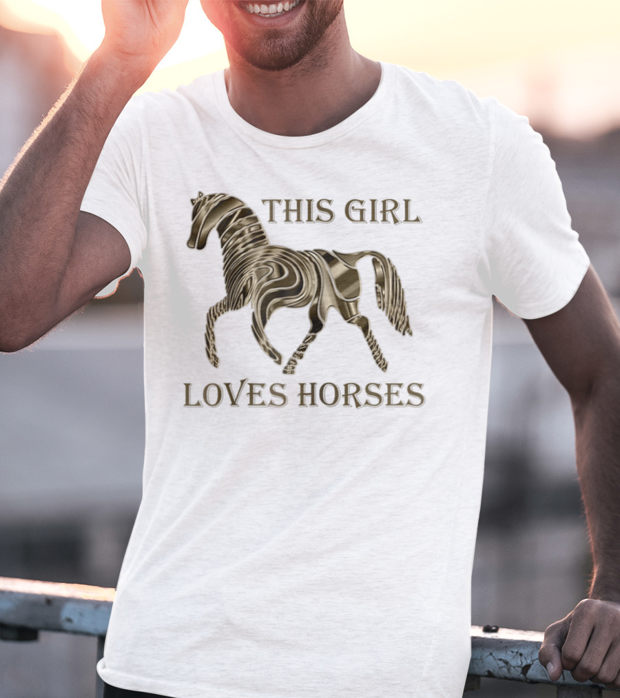 This Girl Loves Horses 3D Metallic Horse T-Shirt