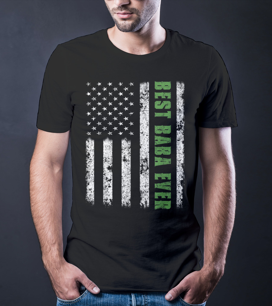 Best Baba Ever American Flag Papa Father USA T-Shirt