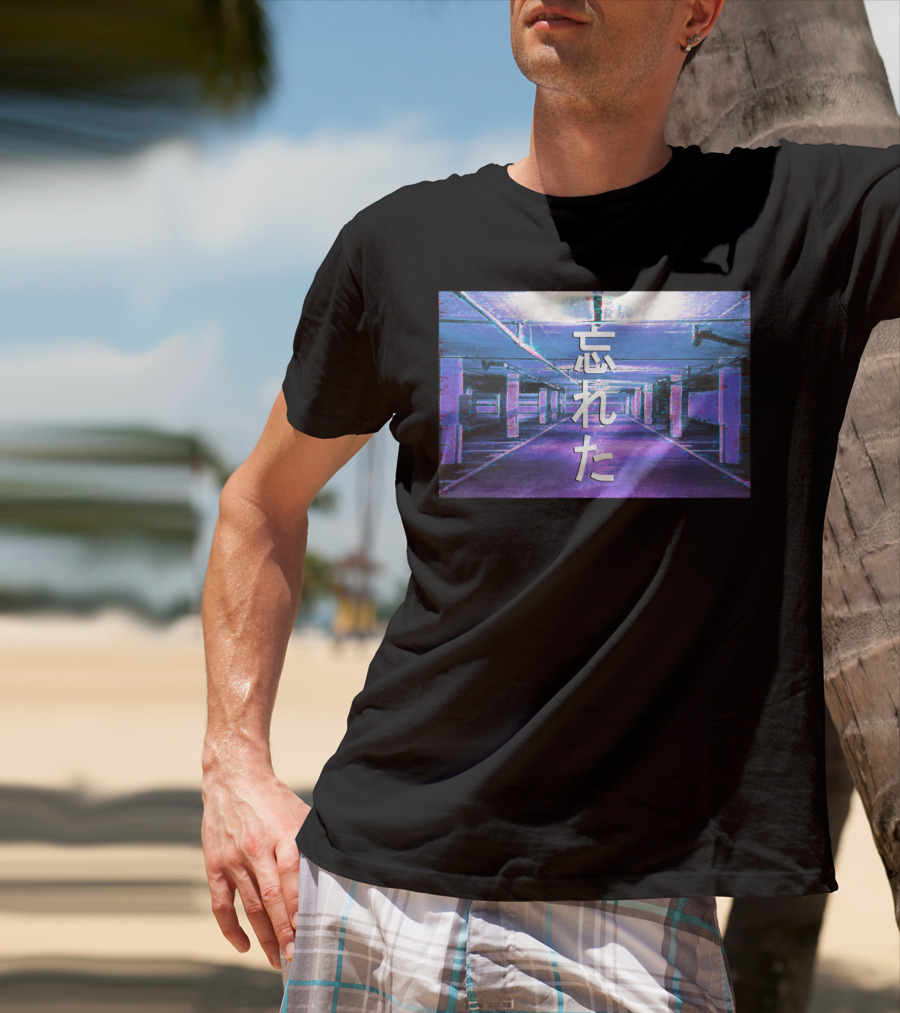 Forgotten Vaporwave Aesthetic Underground Parking Scene Japanese Text T-Shirt