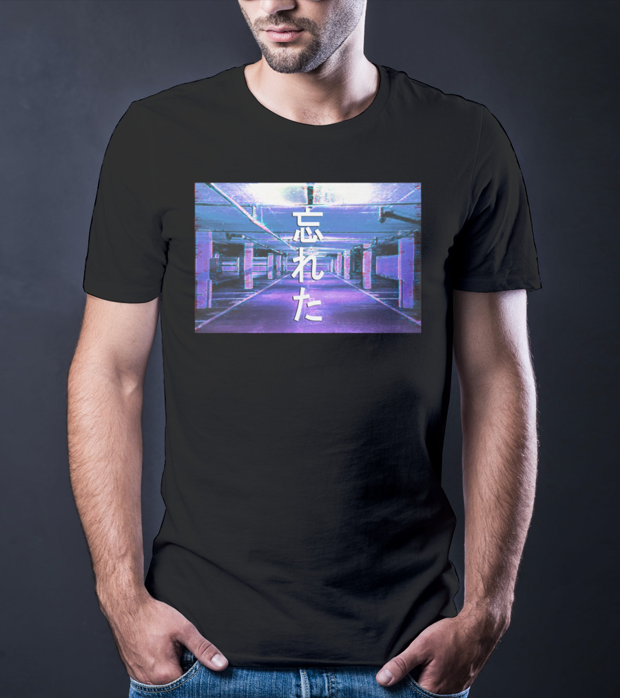 Forgotten Vaporwave Aesthetic Underground Parking Scene Japanese Text T-Shirt