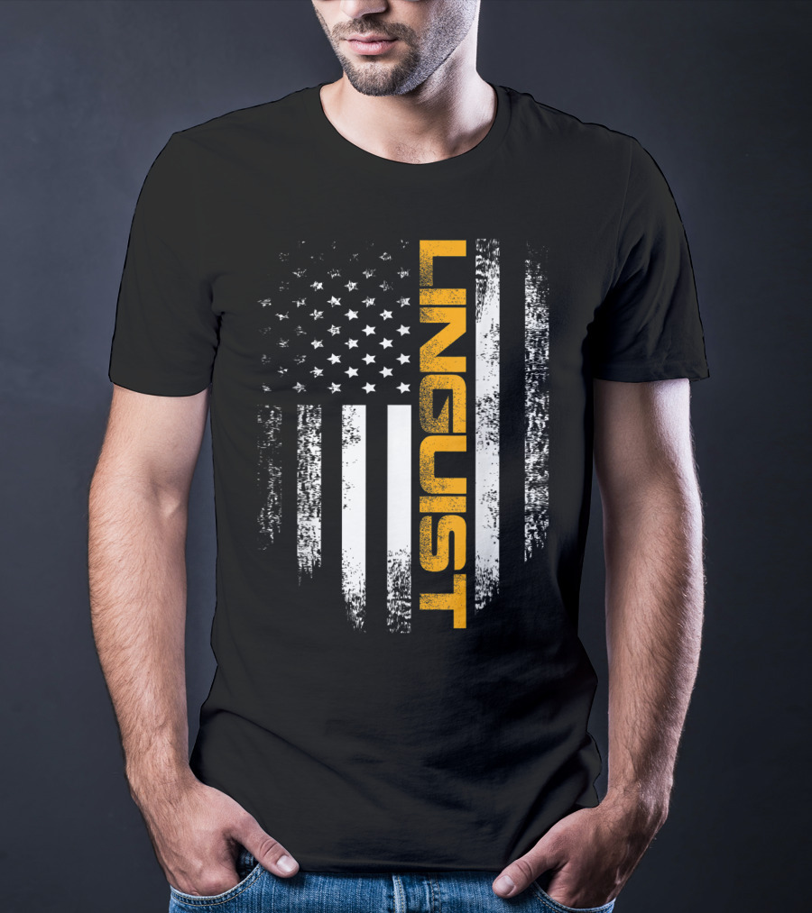 Vintage American USA Flag Linguist Cool T-Shirt