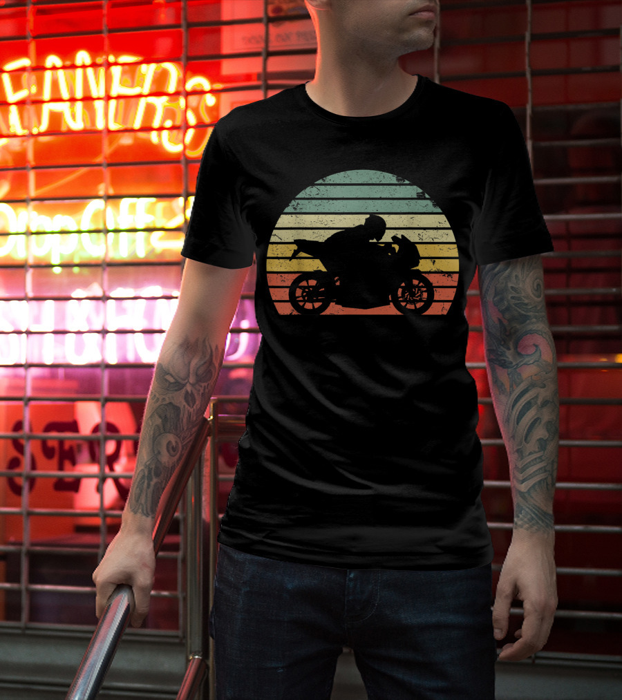Vintage Biker Motorcycle Retro Sunset T-Shirt