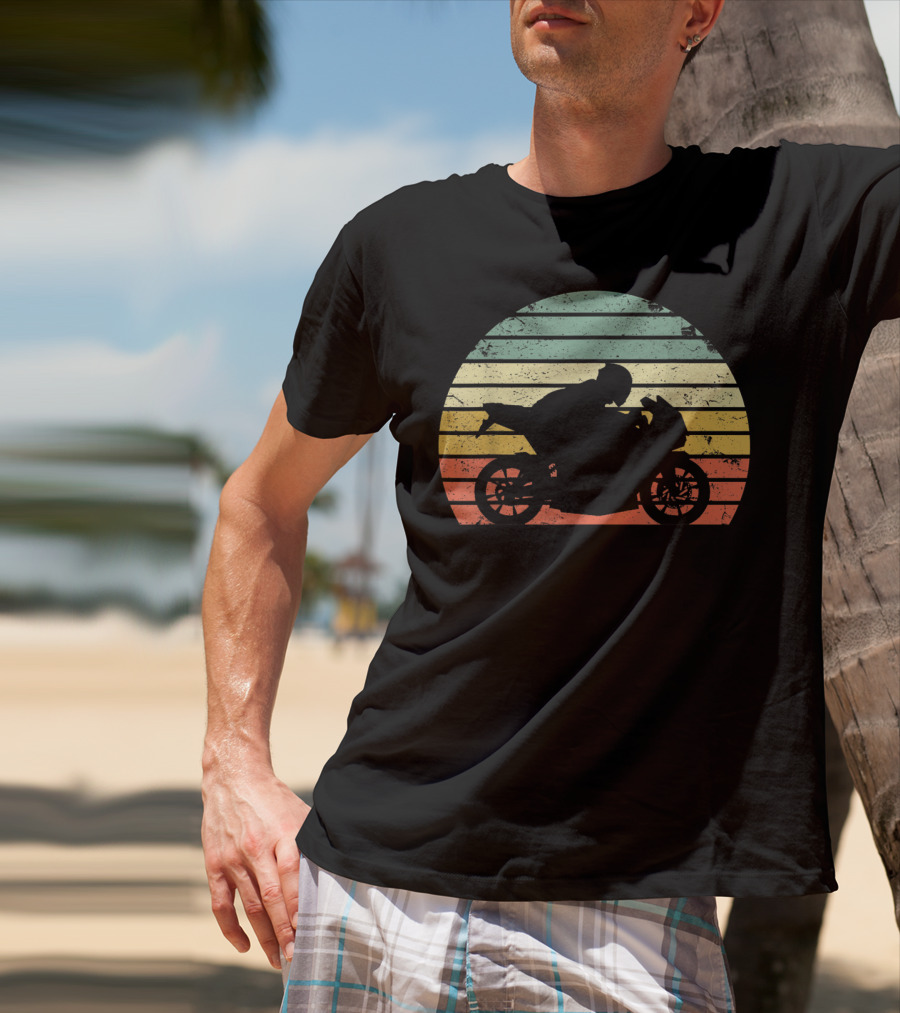 Vintage Biker Motorcycle Retro Sunset T-Shirt