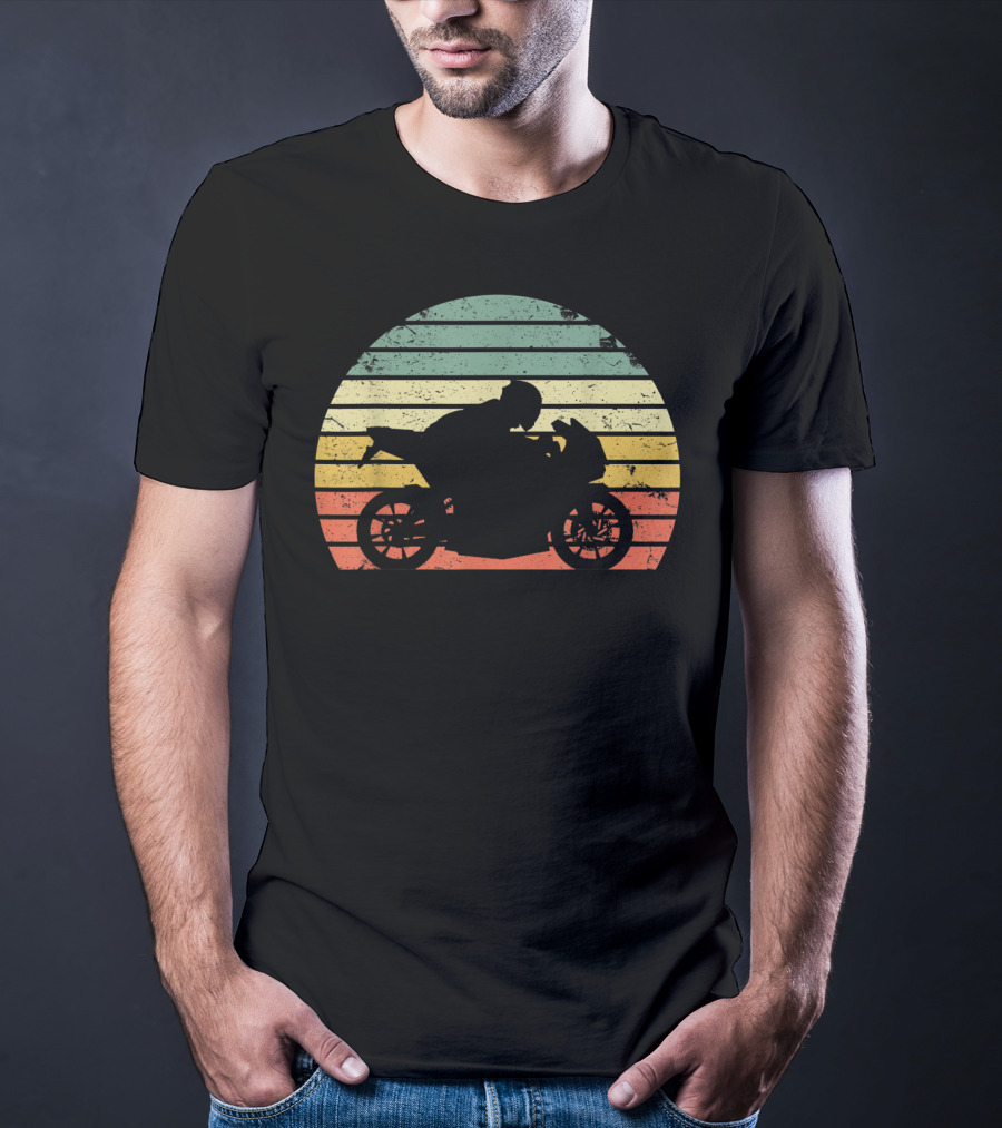 Vintage Biker Motorcycle Retro Sunset T-Shirt