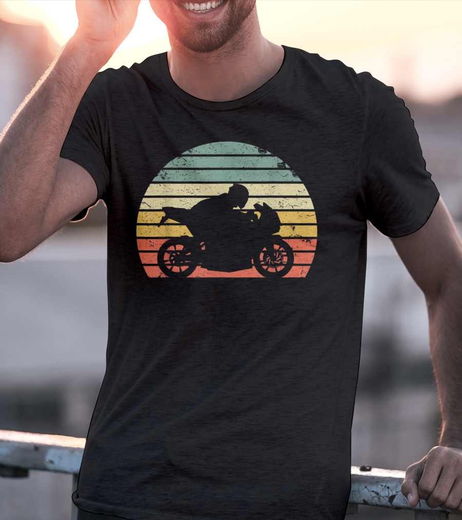 Vintage Biker Motorcycle Retro Sunset T-Shirt