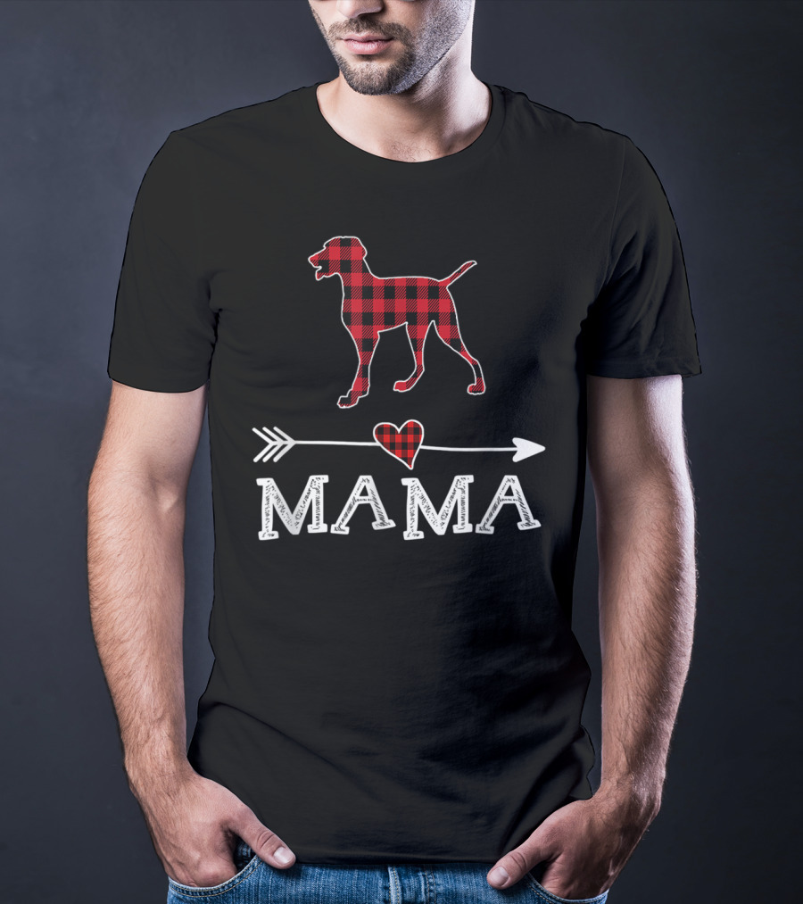 Red Plaid Weimaraner Heart Mama Dog Arrow T-Shirt