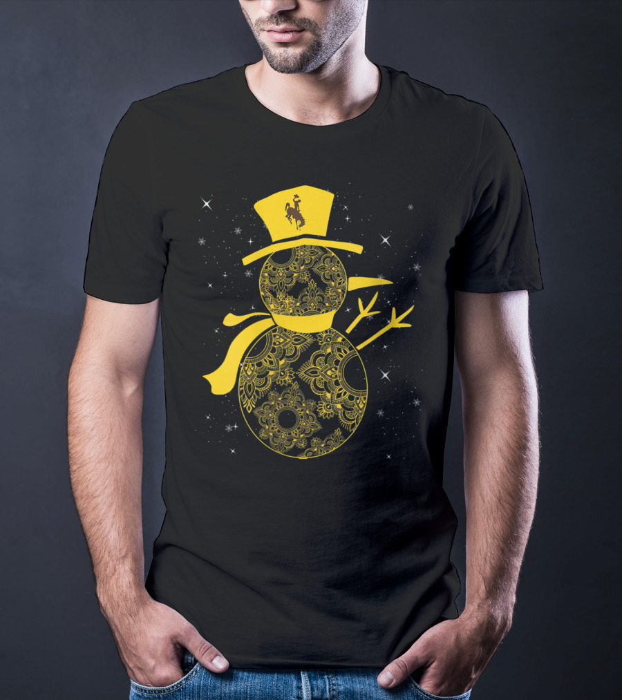 Wyoming Cowboys Mandala Snowman With Cowboy Hat T-Shirt