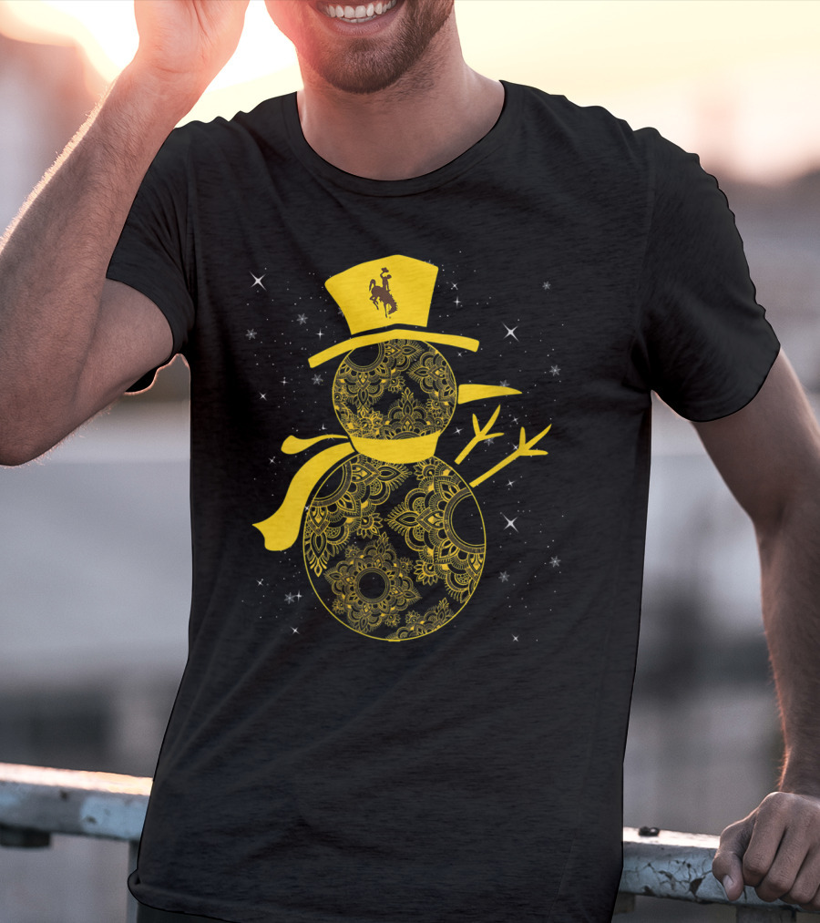 Wyoming Cowboys Mandala Snowman With Cowboy Hat T-Shirt